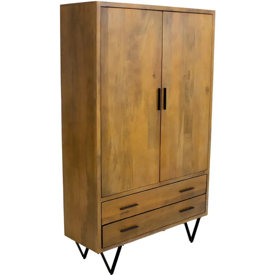 Giga Meubel Kast Donkerbruin Mangohout - 110x40x180 - Metaal - Ubud