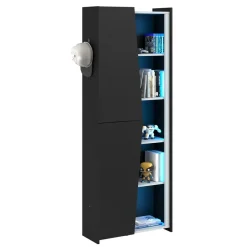 Leen Bakker Kast Levi - zwart - 181x67x28 cm
