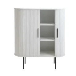 Wandkasten-Giga Living Kast Metaal Eikenhout Wit - 100x40x118cm - Nola