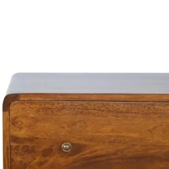 Ladekasten|Ladekasten-Artisan Furniture Kastanje Gebogen Ladekast met 3 Laden