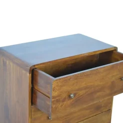 Ladekasten|Ladekasten-Artisan Furniture Kastanje Gebogen Ladekast met 3 Laden