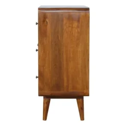 Ladekasten|Ladekasten-Artisan Furniture Kastanje Gebogen Ladekast met 3 Laden