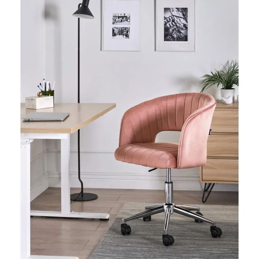 Leen Bakker KATONAH - Bureaustoel - Roze - Fluweel