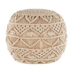 Beliani KAYSERI - Poef - Beige - 40 cm - Katoen
