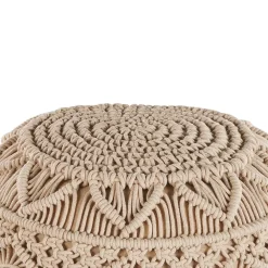 Beliani KAYSERI - Poef - Beige - 40 cm - Katoen