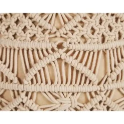 Beliani KAYSERI - Poef - Beige - 40 cm - Katoen