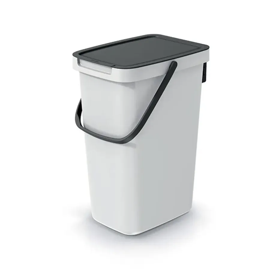 Prullenbakken-Keden GFT aanrecht afvalbak - creme wit - 12L - 20 x 26 x 37 cm