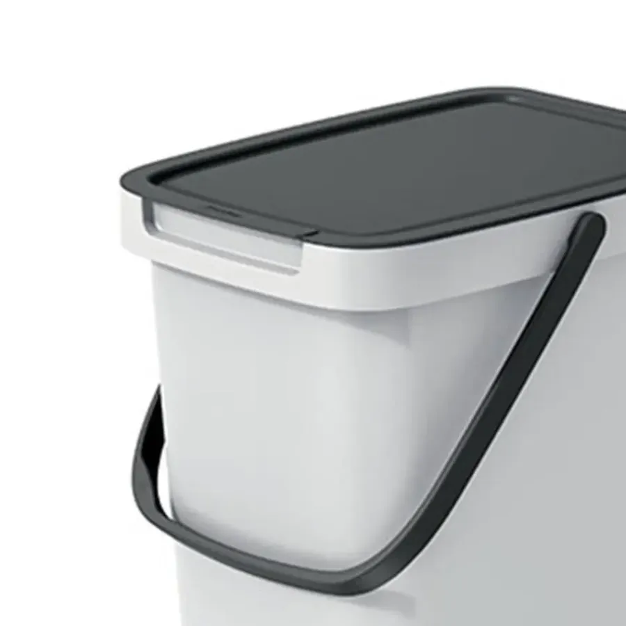 Prullenbakken-Keden GFT aanrecht afvalbak - creme wit - 12L - 20 x 26 x 37 cm