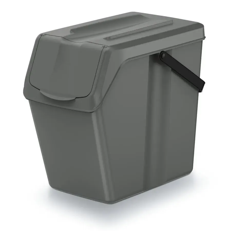 Keden Sorteer afvalbak/emmer - steengrijs - 25L - 24 x 40 x 37 cm