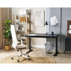 Zit-Sta-Bureaus-Beliani KENLY - Verstelbaar bureau - Zwart - 120 cm - Vezelplaat