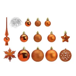 Merkloos Kerstballen - 110 stuks - met piek - koper - kunststof - 3-6 cm