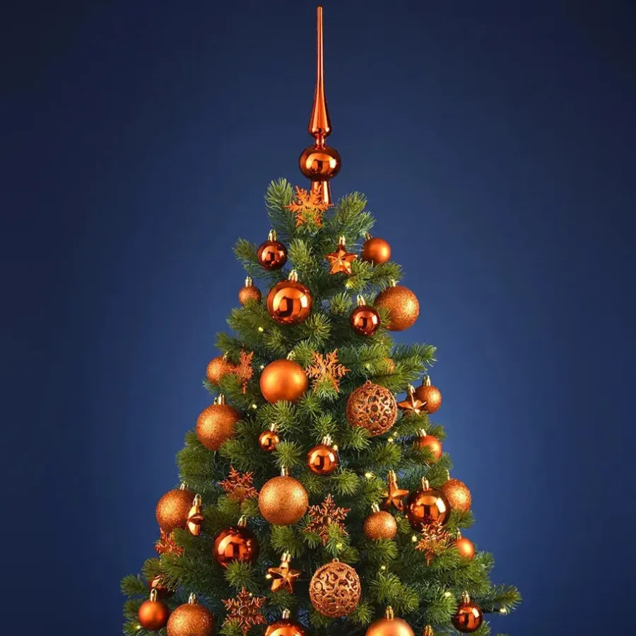 Merkloos Kerstballen - 110 stuks - met piek - koper - kunststof - 3-6 cm