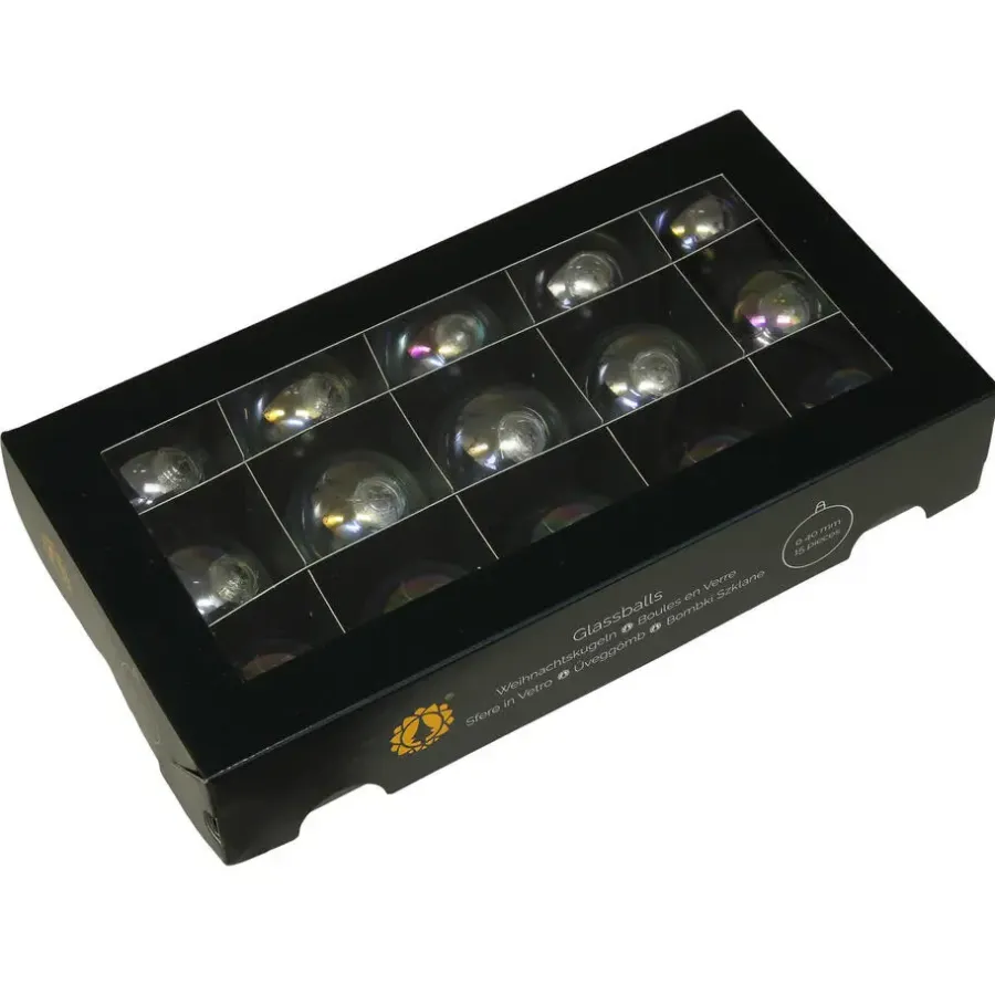 Kerstballen-Othmar Decorations Kerstballen glas 15x-transparant parelmoer 4 cm- milieubewust