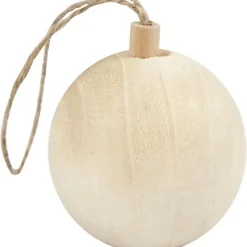 Merkloos Kerstboom decoratie bal - van licht hout - 6,4 cm