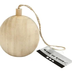 Merkloos Kerstboom decoratie bal - van licht hout - 6,4 cm