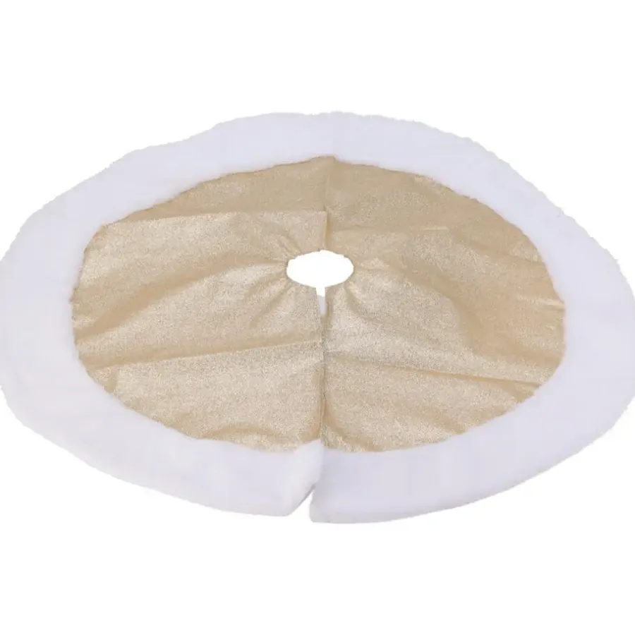 Merkloos Kerstboomrok - champagne goud - metallic - D90 cm - polyester