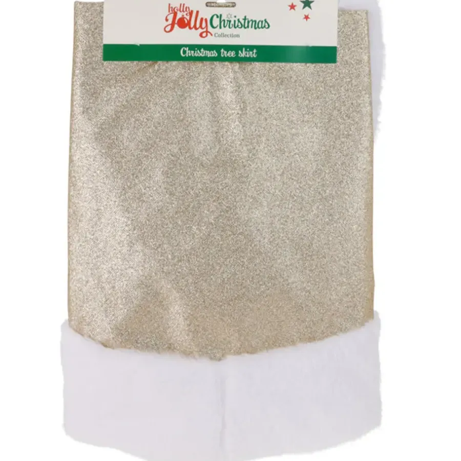 Merkloos Kerstboomrok - champagne goud - metallic - D90 cm - polyester