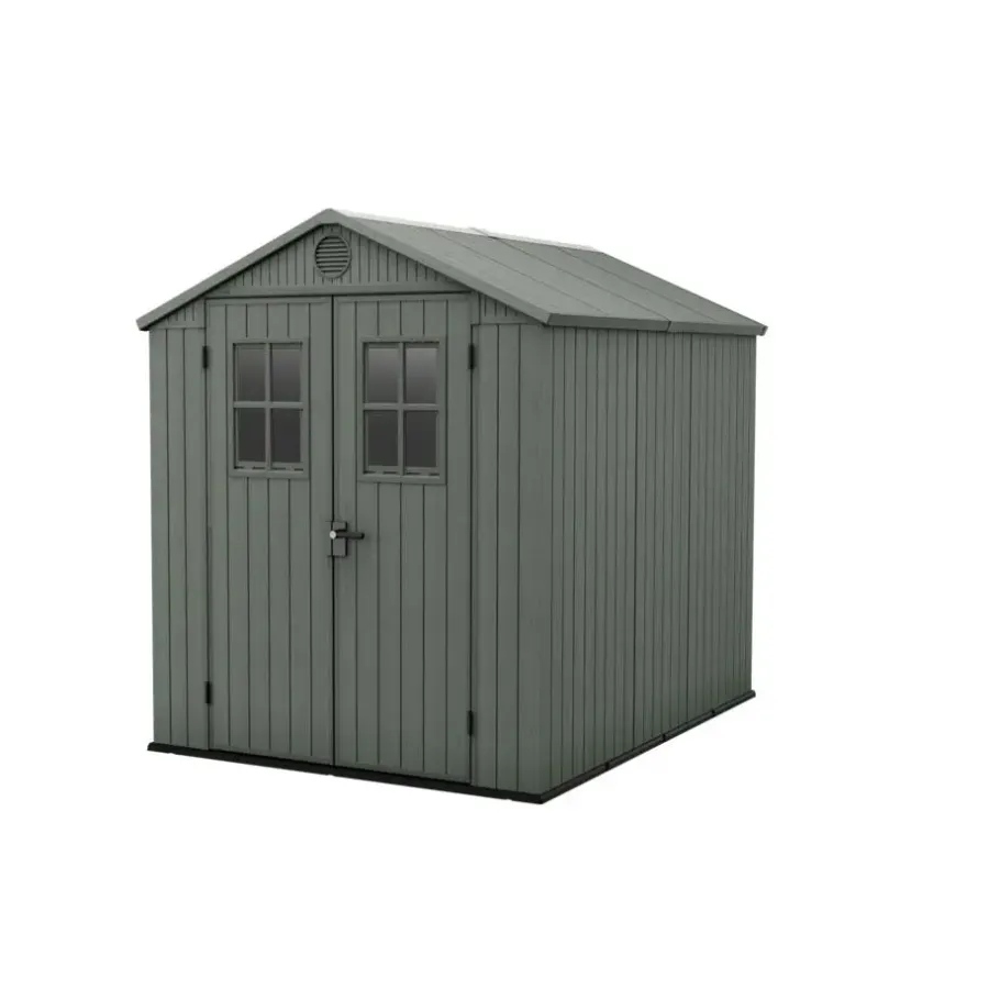 Merkloos Keter Darwin 68 Tuinhuis - dubbele deuren + ramen - 190x244x221 - Groen