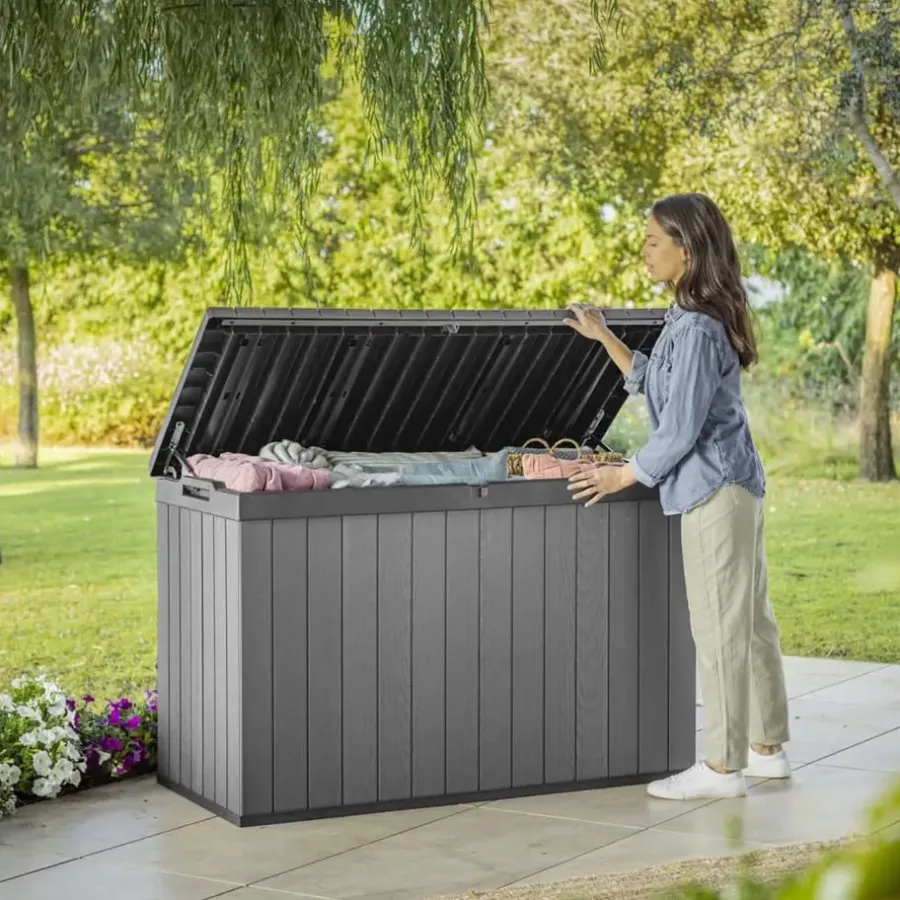 Kussenboxen-Keter Darwin Opbergbox - 670L - 142.5x65.5x89.52cm - Grijs
