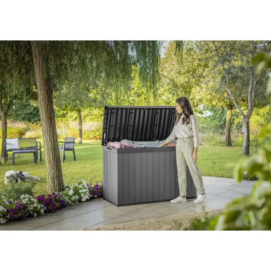 Kussenboxen-Keter Darwin Opbergbox - 670L - 142.5x65.5x89.52cm - Grijs