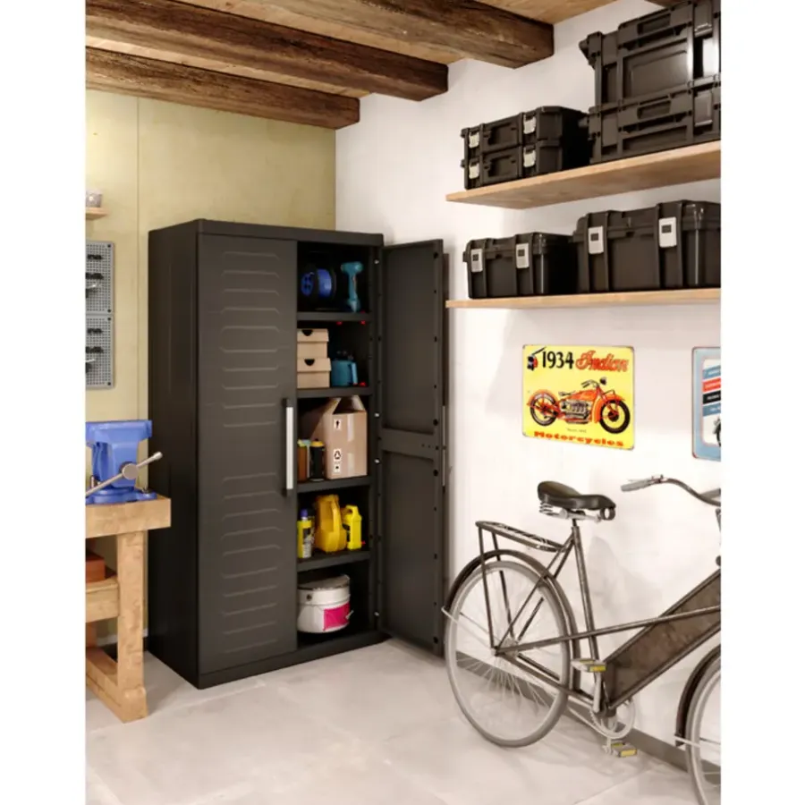 Keter Detroit XL Hoge Kast - 4 planken - 89x54x182cm - Zwart