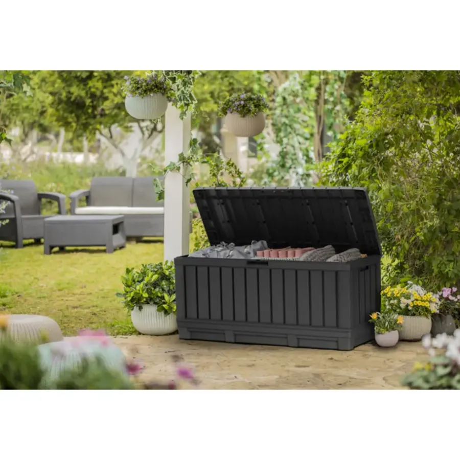 Keter Kentwood Opbergbox - 128x53.6x59 cm - 350 L - Grafiet