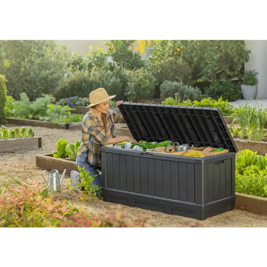 Keter Kentwood Opbergbox - 128x53.6x59 cm - 350 L - Grafiet