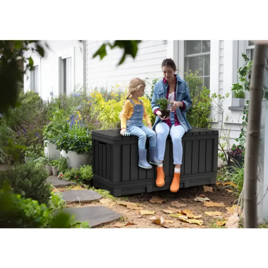 Keter Kentwood Opbergbox - 128x53.6x59 cm - 350 L - Grafiet