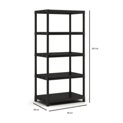 Stellingkasten-Keter Kunststof Stellingkast extra breed - 90x60x187cm - zwart