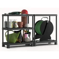 Stellingkasten-Keter Kunststof Stellingkast Tribac - Opbergrek - 90x45x182cm - zwart