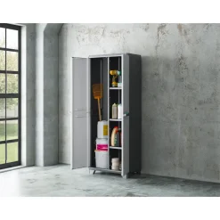 Wandkasten-Keter Linear Opbergkast utility - bezemkast - 3 planken