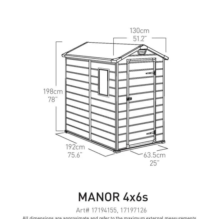 Keter Manor 46 Tuinhuis - 130x192x198 cm - Antraciet