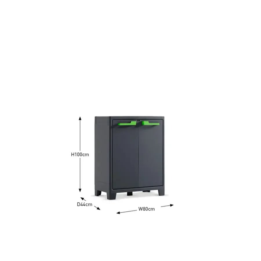 Stellingkasten-Keter Moby lage kast - 2 planken - 80x44x100 cm - Antraciet