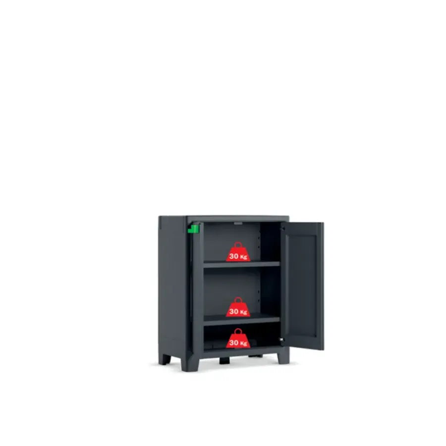 Stellingkasten-Keter Moby lage kast - 2 planken - 80x44x100 cm - Antraciet