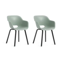Tuinstoelen-Keter Noa Tuinstoel - 2 stuks - 55x56.5x80cm - metalen onderstel - Vintage green
