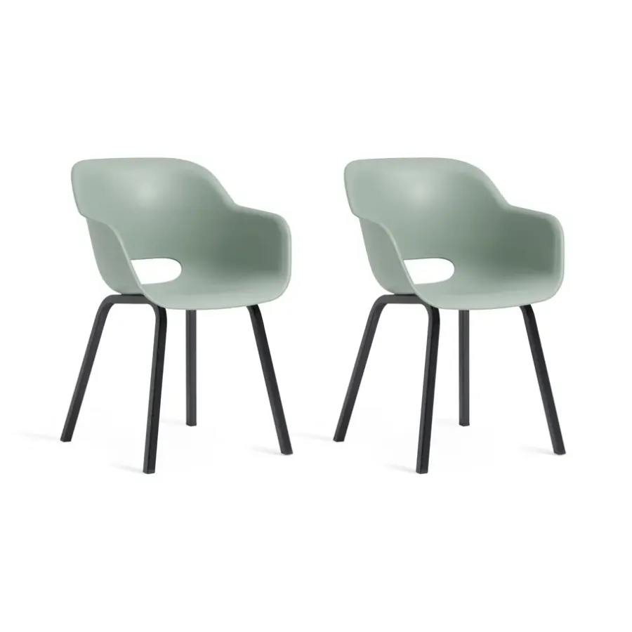 Tuinstoelen-Keter Noa Tuinstoel - 2 stuks - 55x56.5x80cm - metalen onderstel - Vintage green