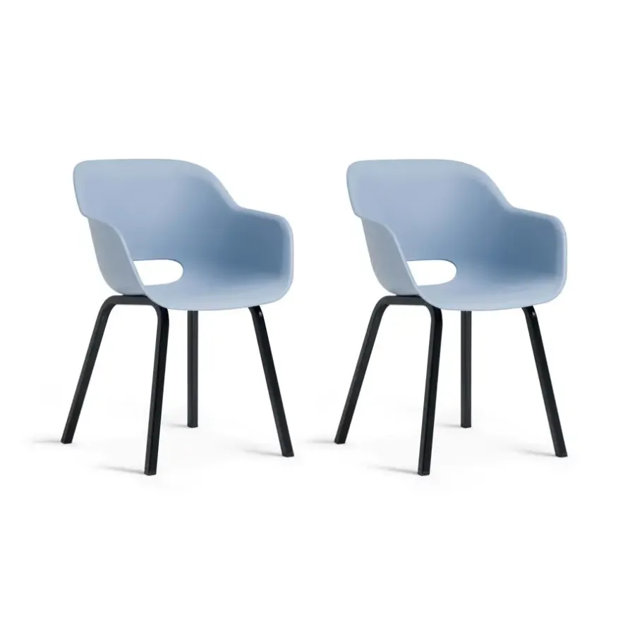 Tuinstoelen-Keter Noa Tuinstoel - 2 stuks - 55x56.5x80cm - metalen onderstel - Blauw