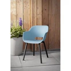 Tuinstoelen-Keter Noa Tuinstoel - 2 stuks - 55x56.5x80cm - metalen onderstel - Blauw
