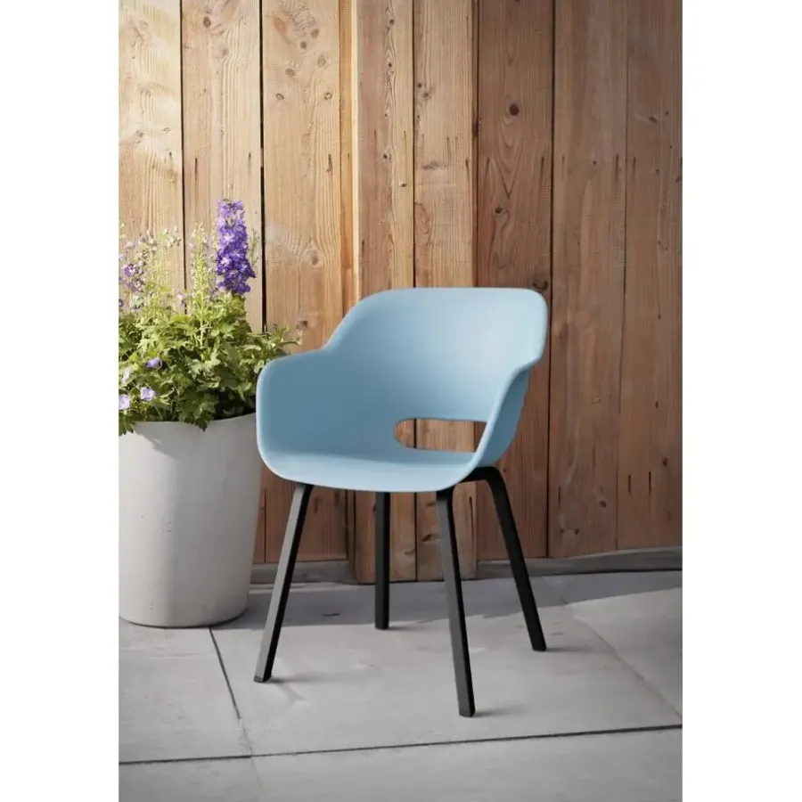 Tuinstoelen-Keter Noa Tuinstoel - 2 stuks - 55x56.5x80cm - metalen onderstel - Blauw
