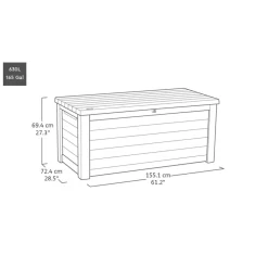 Kussenboxen-Keter Northwood Opbergbox - 630L - 155.1x72.4x69.4 cm - Grafiet