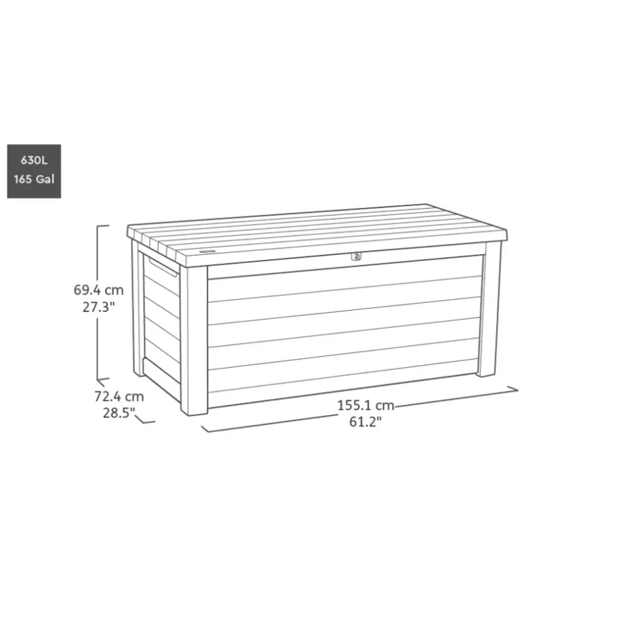 Kussenboxen-Keter Northwood Opbergbox - 630L - 155.1x72.4x69.4 cm - Grafiet
