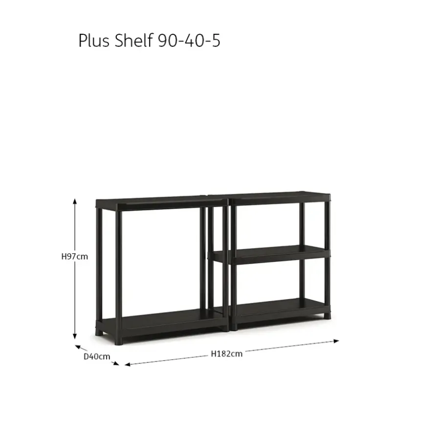 Keter Plus Shelf 90/5 - 5 Planken - 90x40x182cm - Zwart