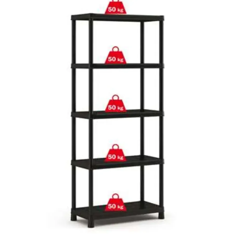 Keter Plus Stellingrek 80/5 - 5 Planken - 80x40x187 cm - zwart