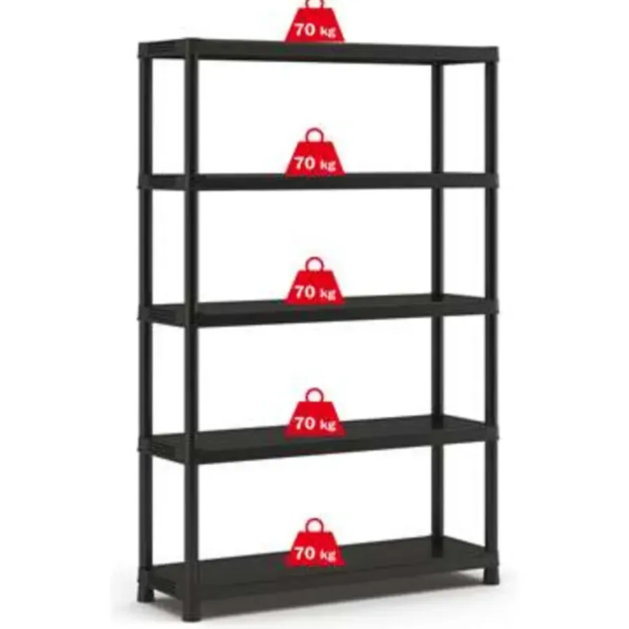 Keter Plus Stellingrek 120/5 - 5 Planken - 120x40x187 cm - zwart
