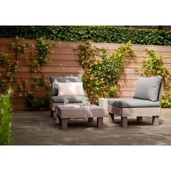 Loungesets-Keter Signature Elements Balkonset 2 personen - met groene kussens - Cappuccino