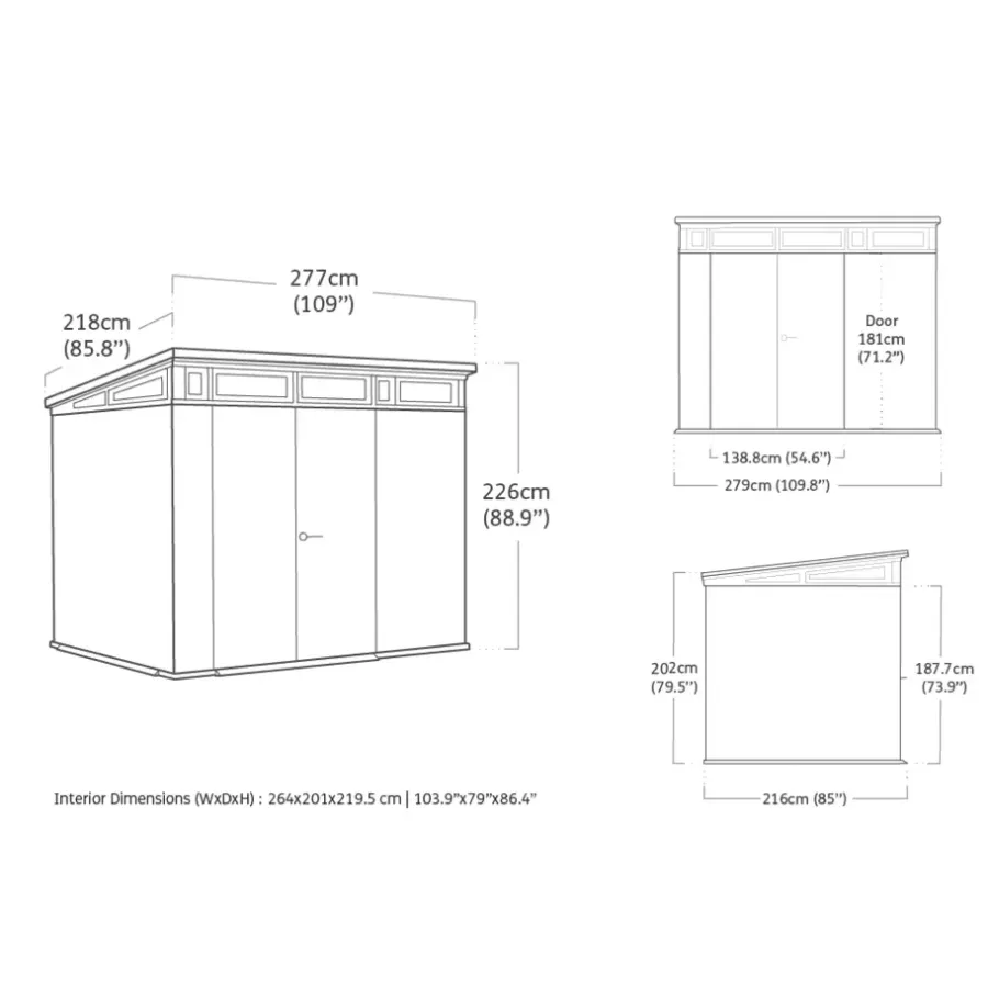 Tuinhuizen-Keter Venetian Pent 97 Tuinhuis - 279x218x226cm - Bruin