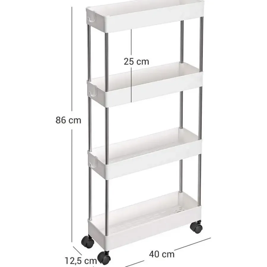Parya Home Keuken trolley met 4 etages - Wit