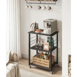 Trolleys-Merkloos Keukentrolley - Serveerwagen - Keukentrolley op Wieltjes - 89 x 60 x 40 - Zwart