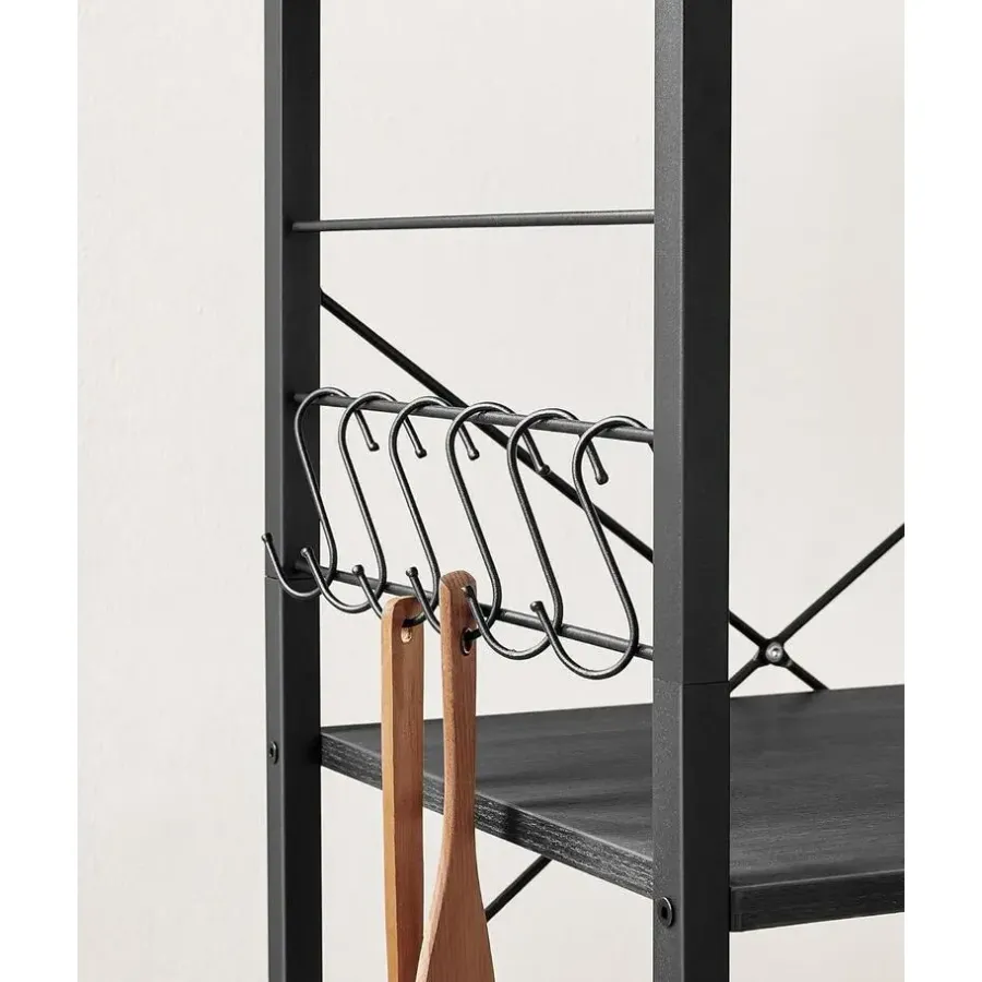 Trolleys-Merkloos Keukentrolley - Serveerwagen - Keukentrolley op Wieltjes - 89 x 60 x 40 - Zwart