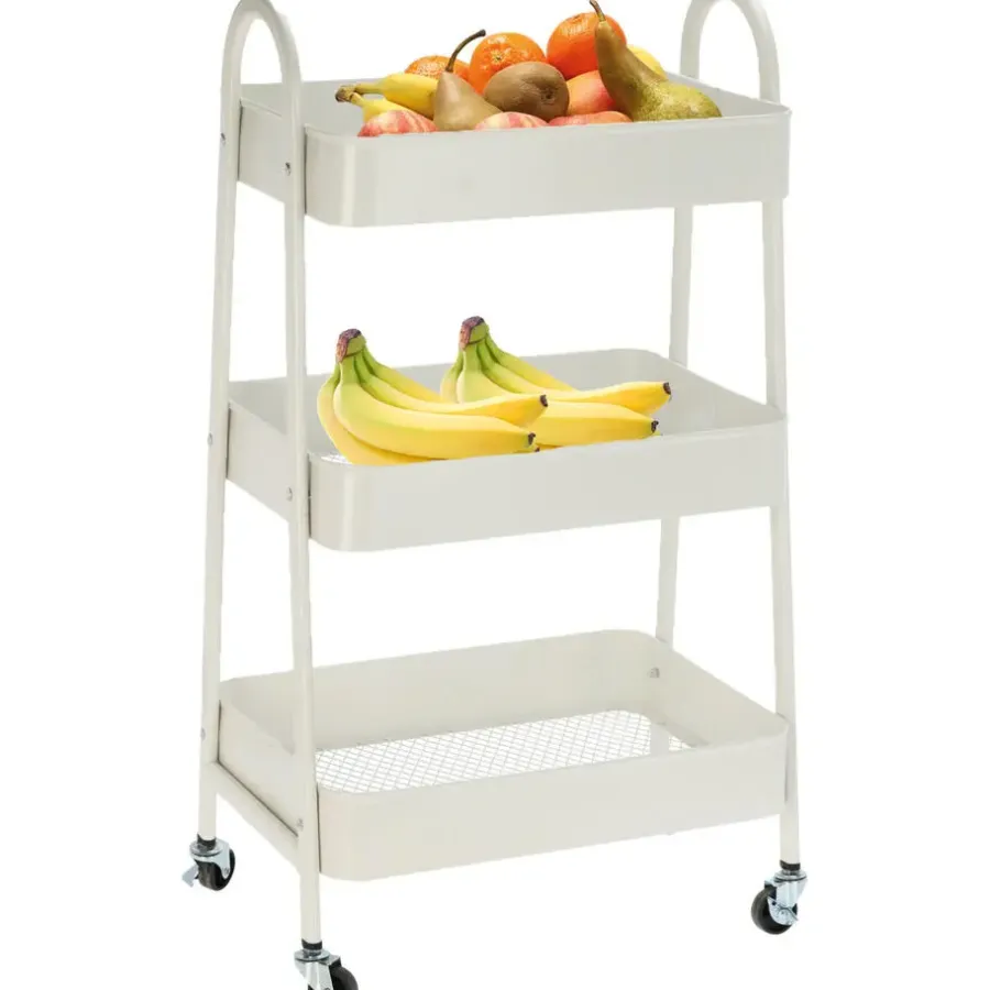 Storage Solutions Keukentrolley - wit - metaal - 79x44x32 cm - 3 niveaus